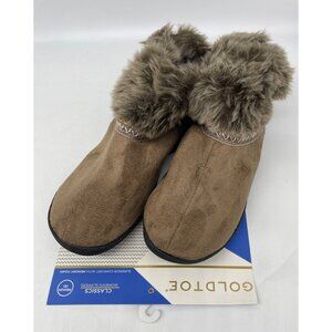 Goldtoe Womens Faux Fur Brown Indoor/Outdoor Slippers M Size 8